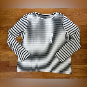 Croft & Barrow The Classic Tee Women’s XXL Striped Blue/White Casualwear New
